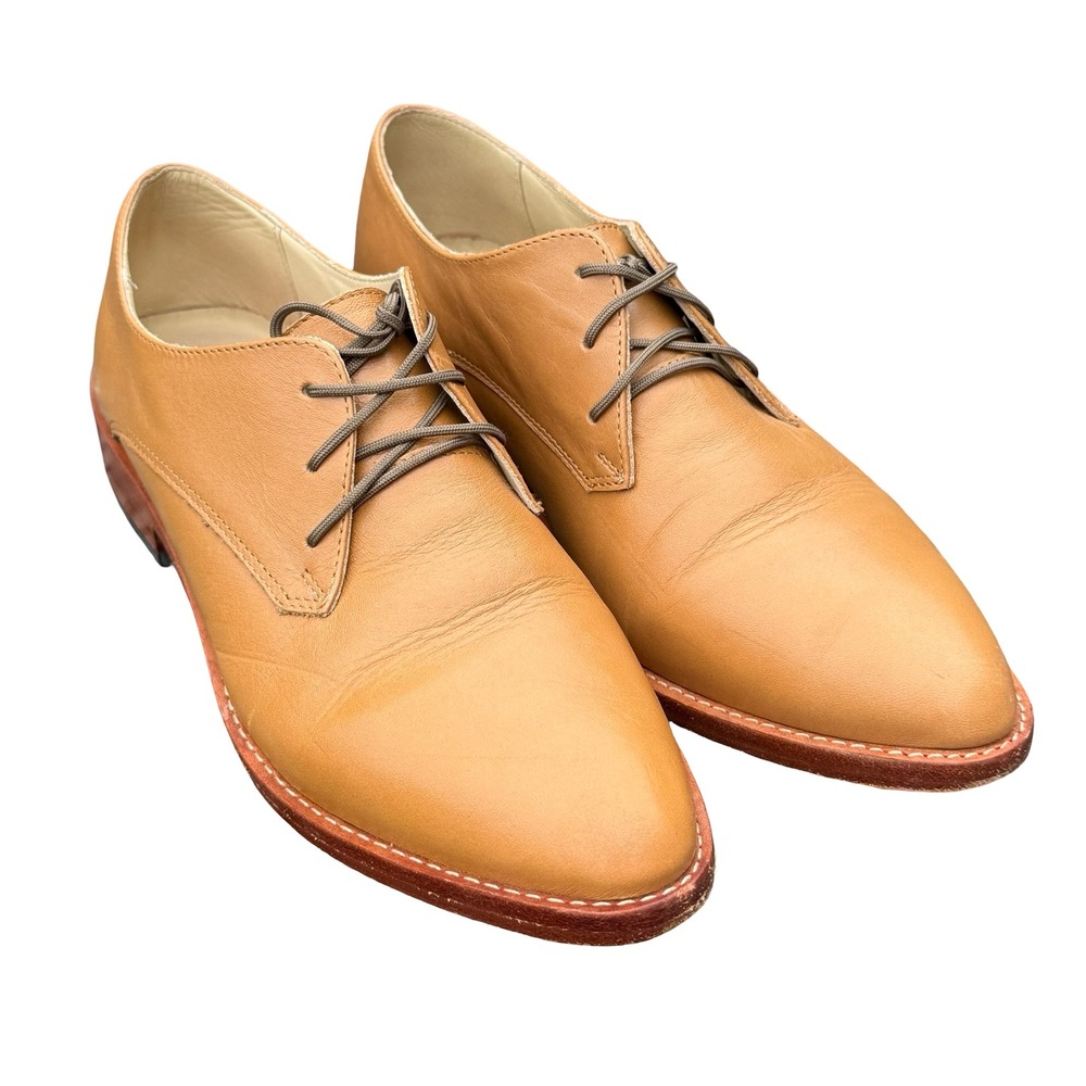 Nisolo James Oxford Shoes Honey Tan Leather Lace Up Derby Pointed Toe Womens 8